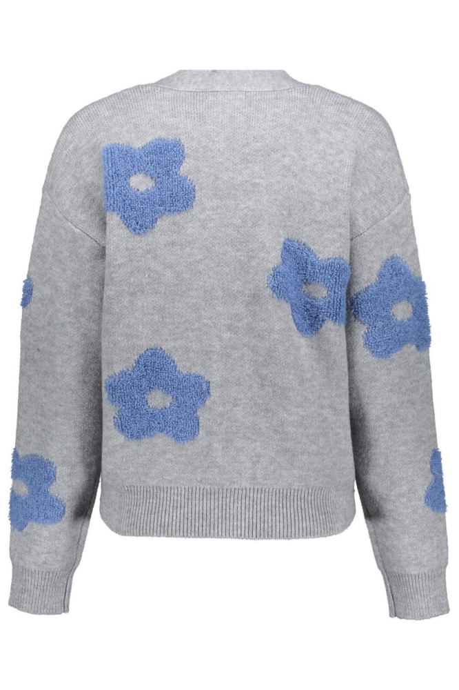 OVERSIZED VEST MET BLOEMENMOTIEF 54510 10 GREY MELANGE/BLUE